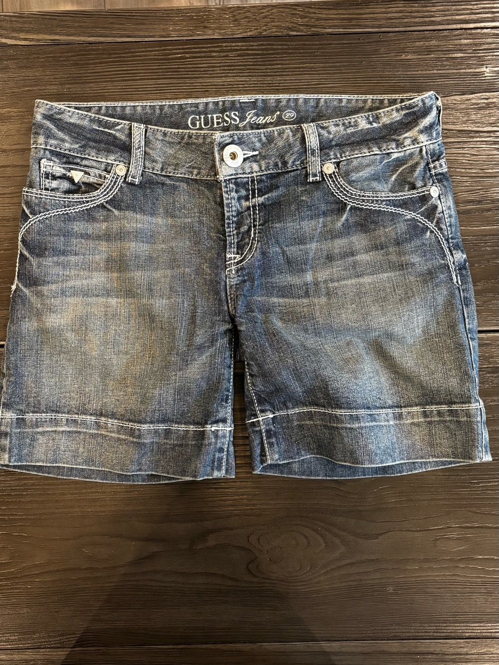 GUESS Distressed Blue Denim Jean Shorts